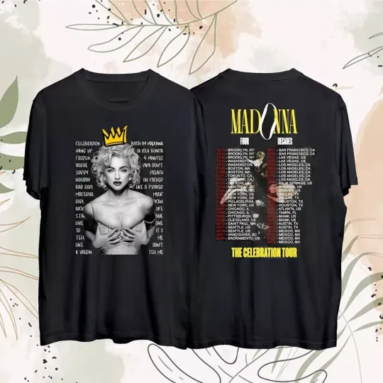 Madonna Tour 2024 Graphic Tshirt, Madonna The Celebration 2024 Concert Shirt, Cotton Short Sleeve Tee, Music Lover Gift