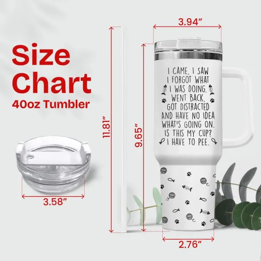 Discover Black Cat Tumbler 40oz with Handle and Straw, Double Wall Vacuum Insulated