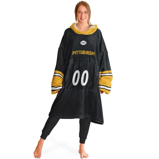 Discover Personalized Pittsburgh Unisex Adult Hoodie Blanket | Football Wearable Blanket
