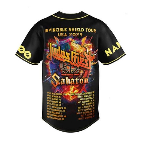 Personalized Judas Priest Invincible Shield Tour USA Baseball Jersey