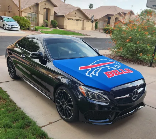 Discover Buffalo Bills Auto Hood Cover with Flag