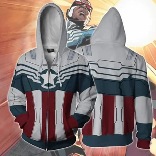 Discover Captain America Falcon Hoodie 3D Printed Jacket Coat Cosplay Costume