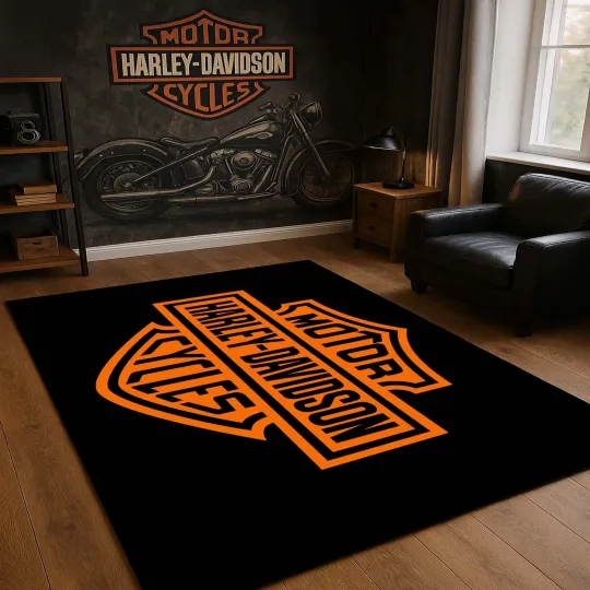 Discover Vintage Motorcycle Area Rug, Legend Motorcycle Custom Floor Mat, Biker Style
