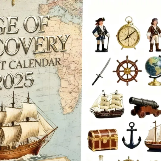Discover 2025 AGE OF DISCOVERY Advent Calendar Christmas, 2D Acrylic Adventure Theme Decor