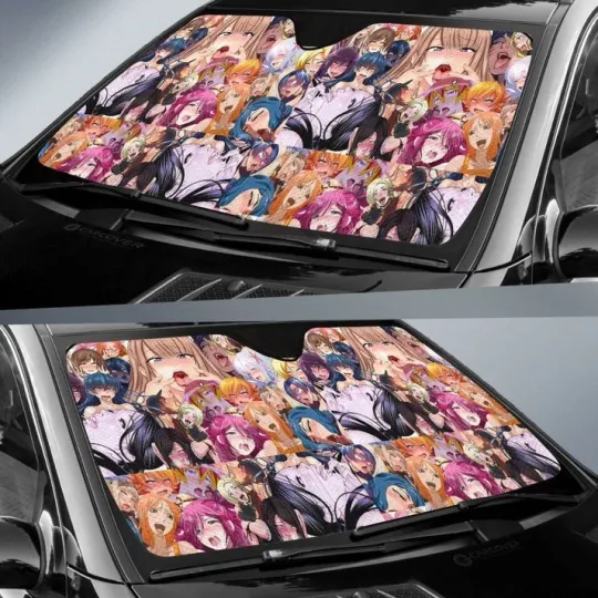 Discover Ahegao Car Sunshade - Custom Anime Windshield Shade & Interior Accessory