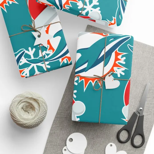 Discover Miami Dolphins Wrapping Papers, Christmas Gift Wrap, Football Team Presents
