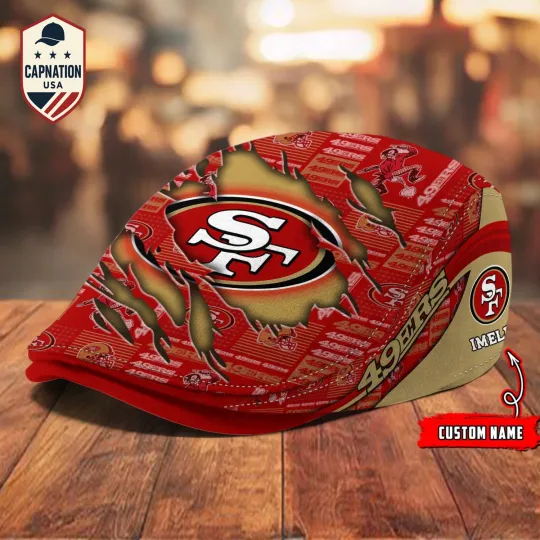 Discover San-Francisco-49ers Jeff Cap football Newsboy Cap Golf Cap Driving Hat for Men