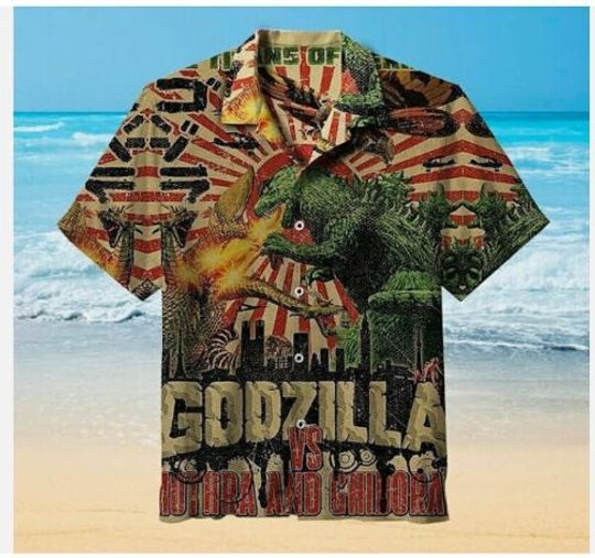 god zilla vs Mothra and Ghidorah Unisex Hawaiian Shirt