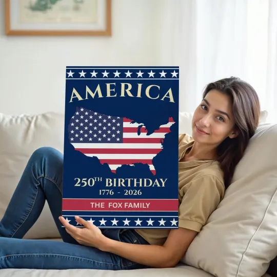 Discover America 250th Birthday Family Poster, 1776-2026, Vertical Premium Matte Poster