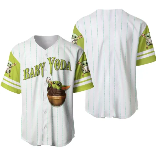 Baby Yoda Baseball Jersey Button Down Shirt, Star Wars Baseball Jersey Shirt
