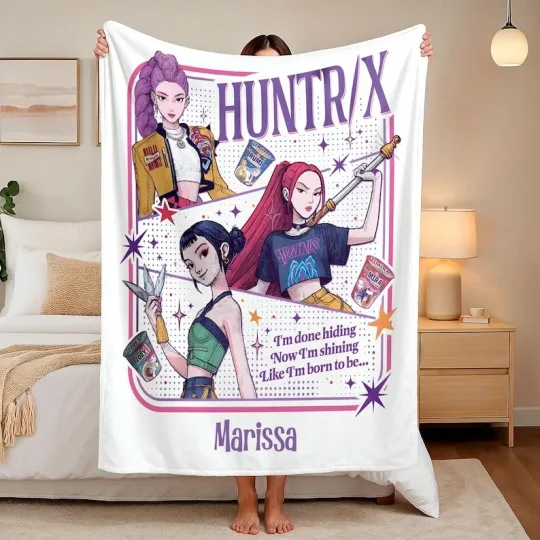 Discover Kpop Demon Hunters Huntrix Custom Blanket, , Cozy K-Pop Demon Hunters Blanket