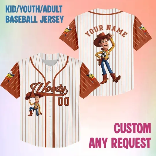 Discover Personalized Woody Cowboy Toy Story Baseball Jersey Shirt for Fans