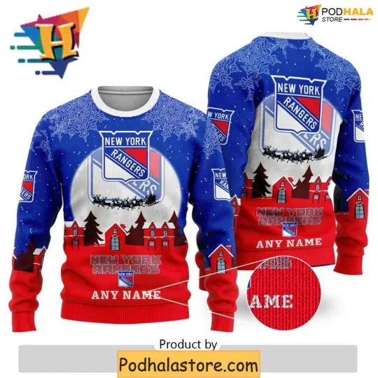 Discover Personalized New York Rangers Ugly Christmas Sweater Christmas Gift for Families
