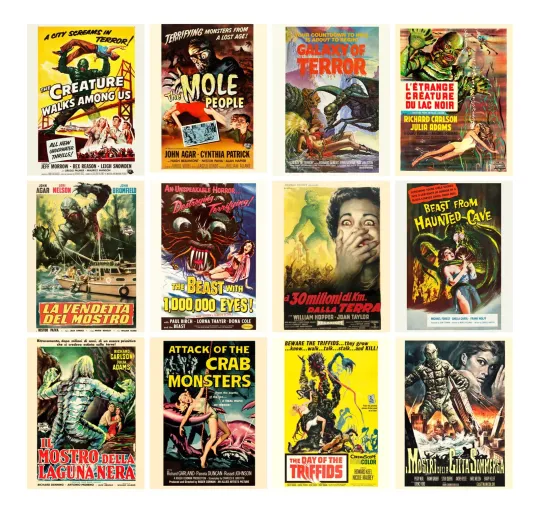 Discover 2026 SciFi Alien Monsters Vintage Movie Posters Vertical Wall Calendar