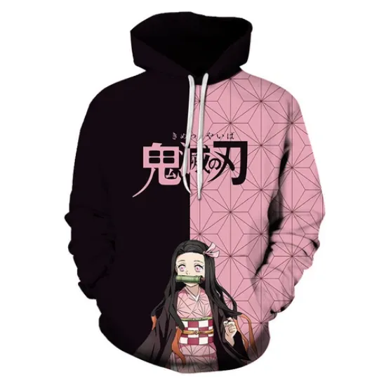 Discover Anime demon Kimetsu no Yaiba Hoodie Jumper 3D Print Pullover Thin Coat