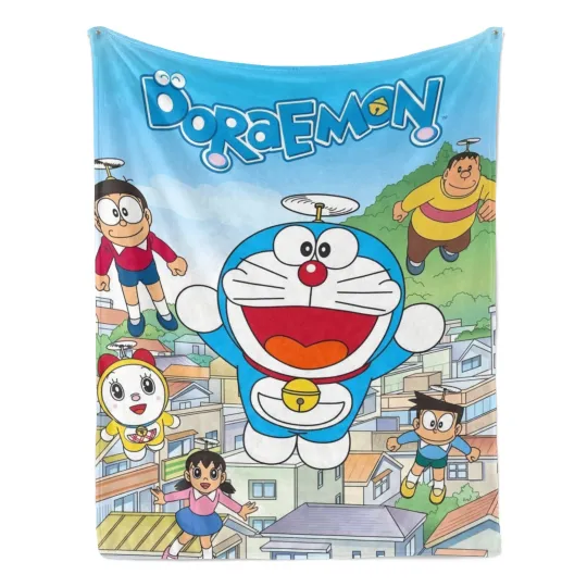 Discover Doraemon Fleece Blanket for Bed Sofa Couch Cozy Lightweight