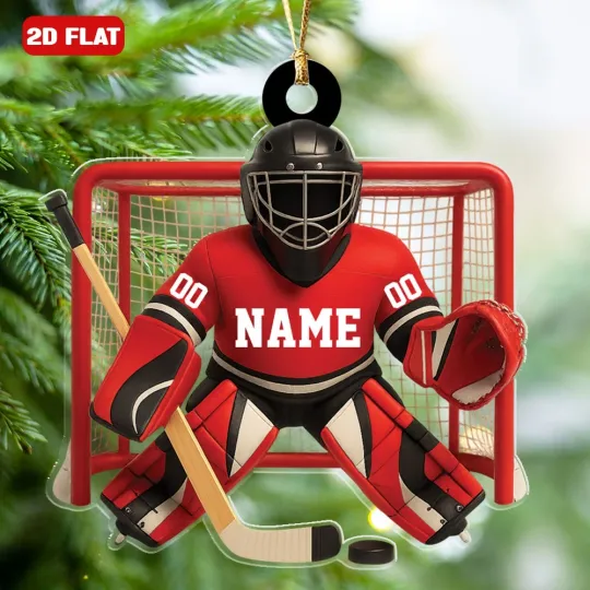 Discover Hockey Goalie Personalized Ice Hockey Player Ornament Christmas Gift Kid Team
