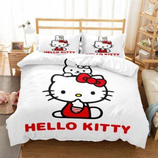 White Hello Kitty Family Bedding Set Bed Linen Home Textiles Bedspread