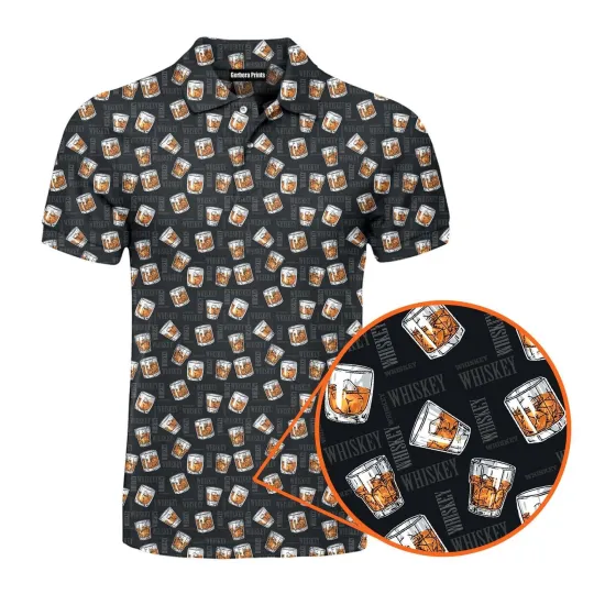 Discover 19th Hole Whis.key Glasses Golf Polo Shirt for Men