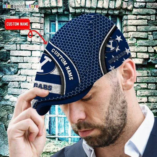 Discover BYU Team Cougars Jeff Cap Driving Cap Flat Cap NCAA Cap For Men
