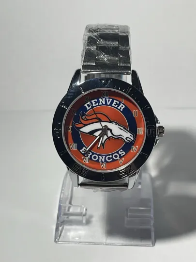 Discover Denver Broncos Football Team Logo Men's Stainless Steel Watch