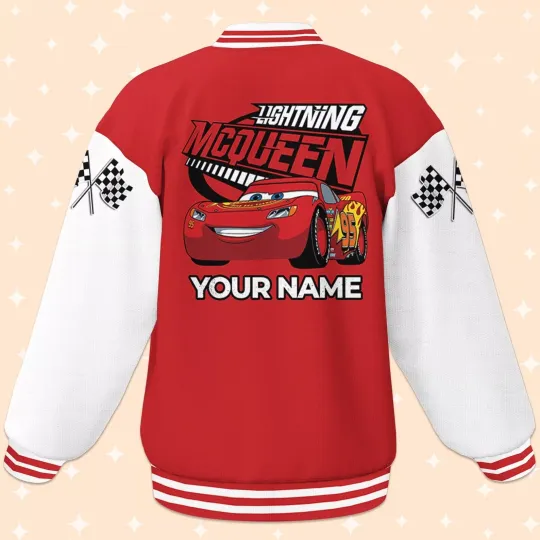 Custom Cars Lightning McQueen Baseball Jacket, Adult Varsity Jacket