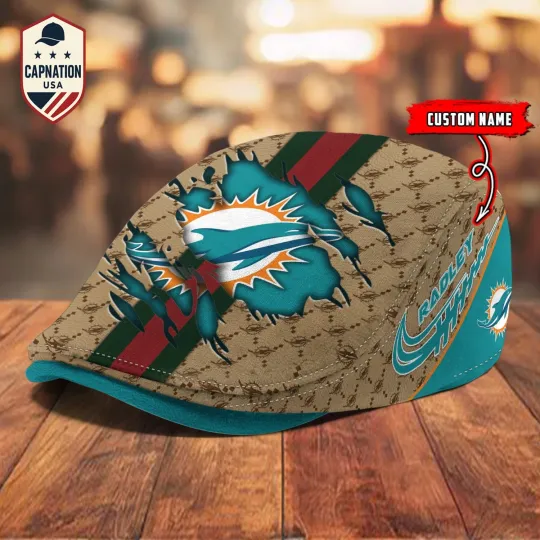 Discover Miami-Dolphins Jeff Cap football Newsboy Cap Golf Cap Driving Gift for Men