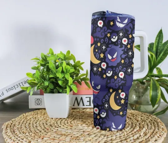Discover Purple Ghost Tumbler 40oz – Insulated Stainless Steel Travel Mug with Handle