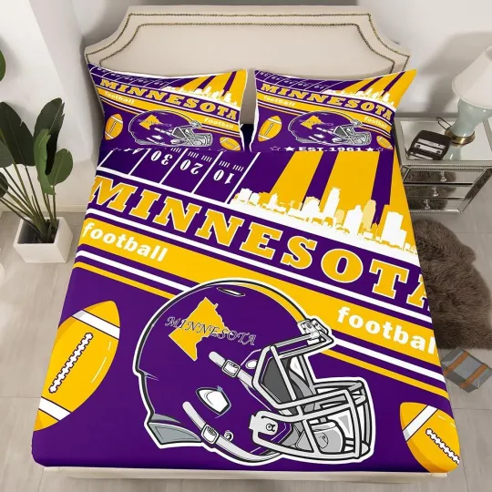 Discover Football Bed Sheets Set Boys Queen Sports Fitted Sheet