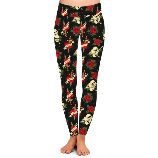 Discover Love & Skulls Printed Leggings for Women