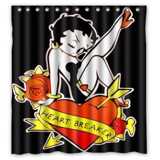 Betty Boop Heart Breaker Shower Curtain, Cartoon Bathroom Decor
