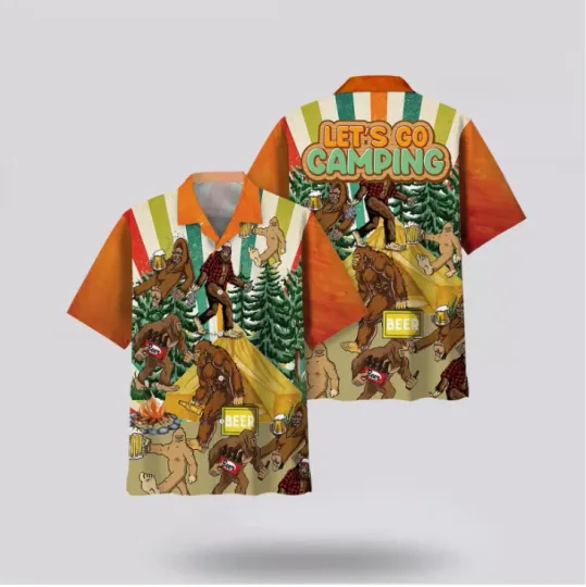 Discover Let's Go Camping, Bigfoot Beer Summer Hawaiian Shirt, Gift for Men and Women