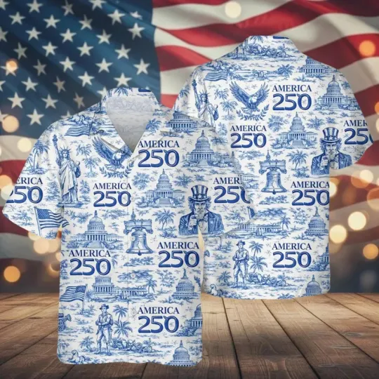 Discover USA 250th Anniversary Toile Hawaii Shirt