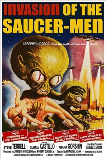 Vintage Science Fiction Horror Movie Poster Canvas Invasion of The Saucer-Men