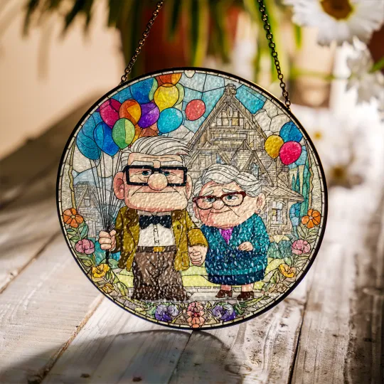 Discover Carl and Ellie Up Stained Glass Suncatcher, Window Hanging Decor
