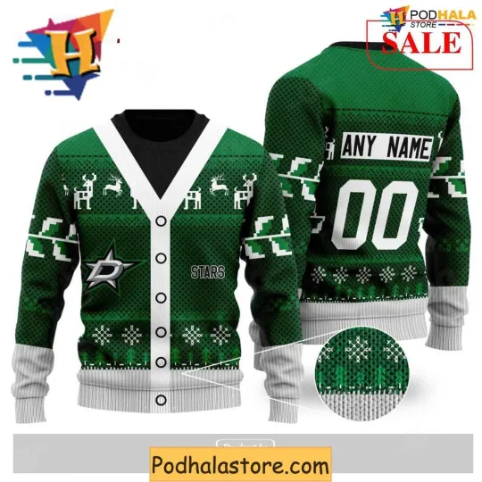 Discover Personalized Dallas Stars Ugly Christmas Sweater, Holiday Gift for Fans