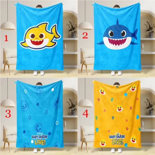 Discover Cute Cartoon Shark Family Fleece Blanket