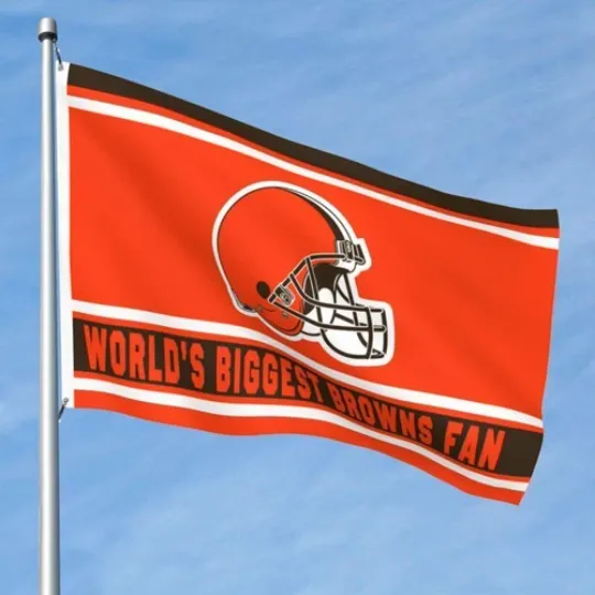 Discover World's Biggest Cleveland Browns Fan Club Flag Banner Decorative Flags | Home Docor | Outdoor Flag | American Football Gift