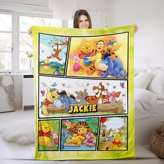 Discover Custom Name Winnie the Pooh Fleece Blanket