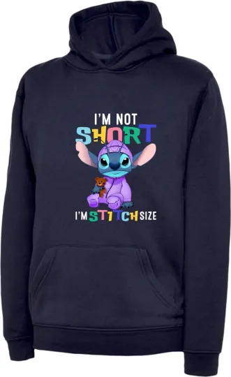 Discover I'm Not Short I'm Stitch Size Hoodie Lilo & Stitch Vintage Cartoon Birthday Top