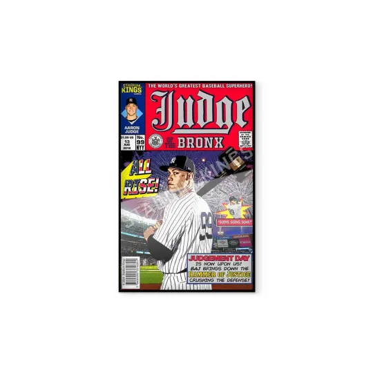 Discover Aaron Judge "Judge of the Bronx" Baseball Comic Book Poster