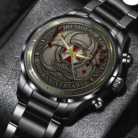 Discover Resident Evil 30th Anniversary Black Stainless Steel Watch