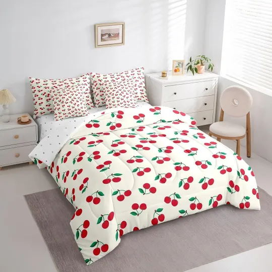 Discover Cherry Bedding Set Twin  with Fruit