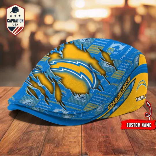 Discover Los-Angeles-Chargers Jeff Cap football Newsboy Cap Golf Cap Driving Hat for Men