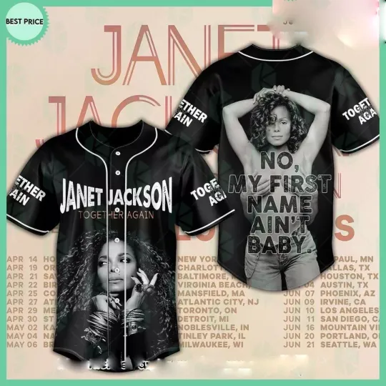 Janet Jackson Baseball Jersey Shirt, Together Again Tour 2024