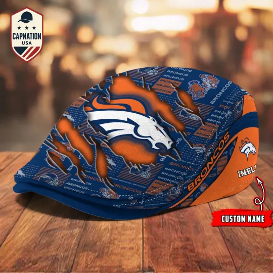Discover Denver-Broncos Jeff Cap football Newsboy Cap Golf Cap Driving Hat for Men