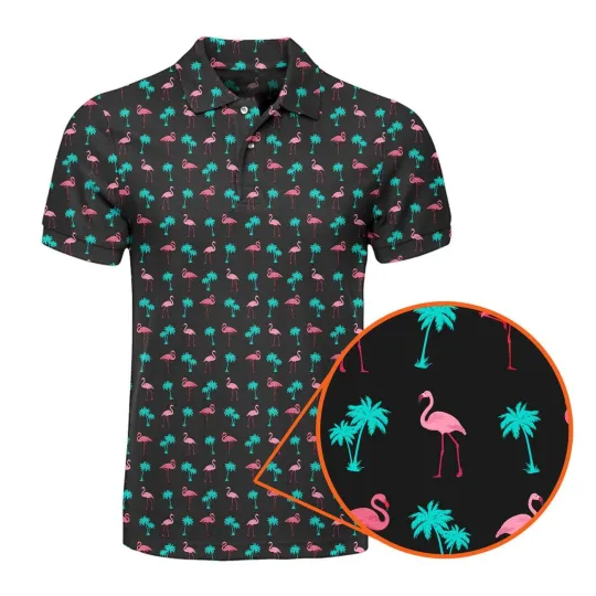 Discover Flamingo Golf Polo Shirt for Men