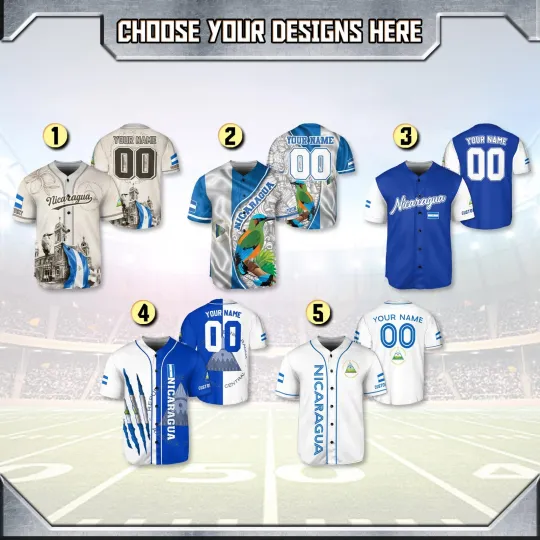 Discover Personalized Nicaragua Baseball Jersey, Custom Name Number Team Shirt