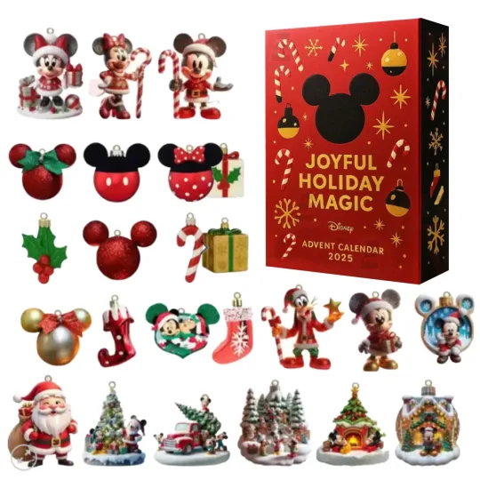 Discover Disney Mickey Mouse 2025 Advent Calendar, 2D Flat Acrylic Christmas Pendant