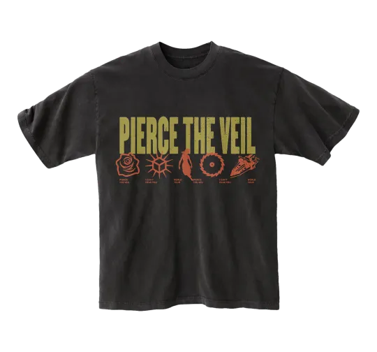 Discover Pierce The Veil Symbols I Can't Hear You World Tour 2025 Double Sided T-Shirt
